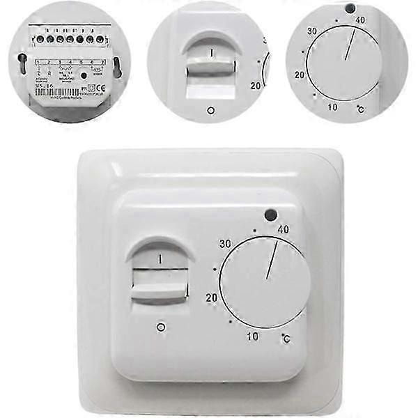 Manuell elektrisk gulvvarmetermostat med AC 220V 16A probe, mekanisk gulvvarmetermostatkontroller [Energiklasse A+++]