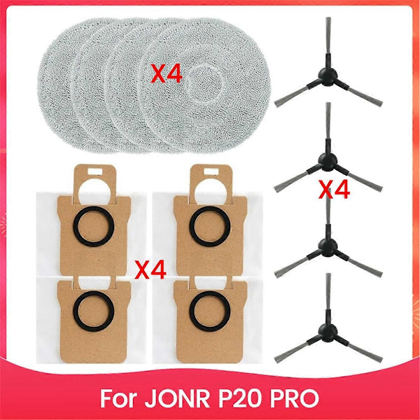 Til JONR P20 PRO Robotstøvsuger Sidebørste Moppeklud Støvposer Reservedele