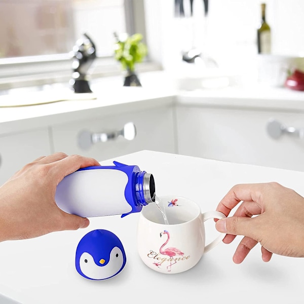 JUSCH Penguin rostfri vakuum termos resemugg te vattenflaska kaffetermos (Blå)(WZ1481),QINWEI-870