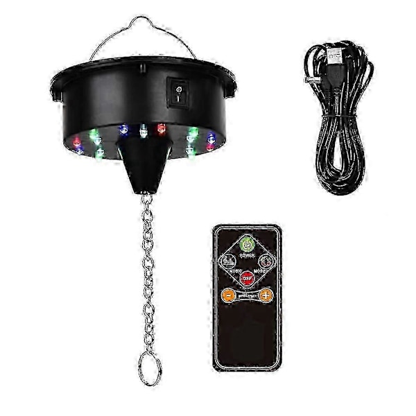 Roterande Diskokulemotor med Ljus och Fjärrkontroll, 18 LED för 12 16 20 24 tums Spegelkula Rotator