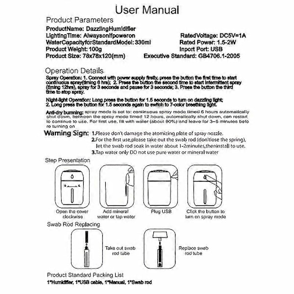 Bærbar Mini Luftfukter, 330ml, Liten Kjølig Tåke Luftfukter, USB Personlig Skrivebords Luftfukter For Soverom Reise Kontor Hjem