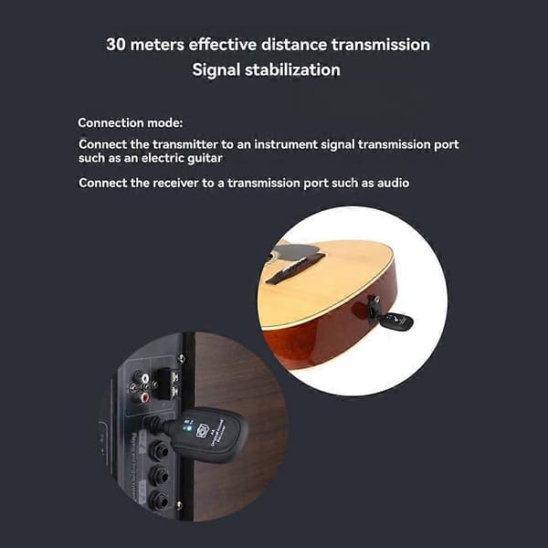 UHF Trådløst Gitar System Sender Mottaker Innebygd Batteri