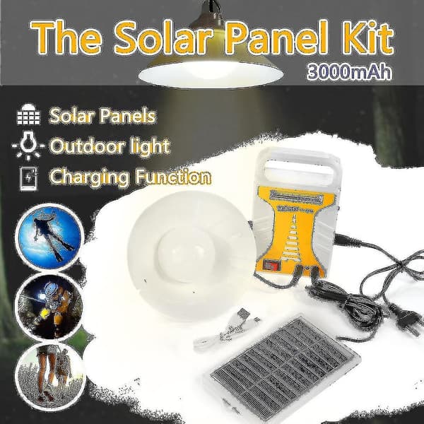 5w Cob+5w 14smd Solcellepanel System Lyssett Led Lampe Pære Utendørs Camping Nødlykt