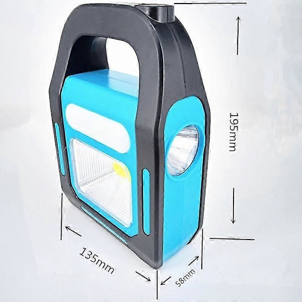 3 i 1 Solar USB Oppladbar COB LED Campinglykt, Lad Enhetene Dine, Vanntett LED Nødlykt