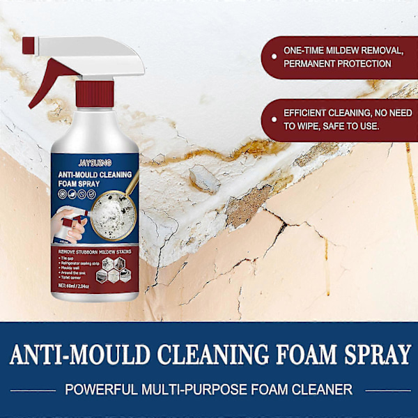 Anti-mögel Spray, Mögelrengörare, Anti-mögel Rengöringsskum, Kraftfullt Multipurpose Skumrengöringsmedel, Tar Bort Fläckar Från Väggar, Kakel, Silikontätningar Och 6