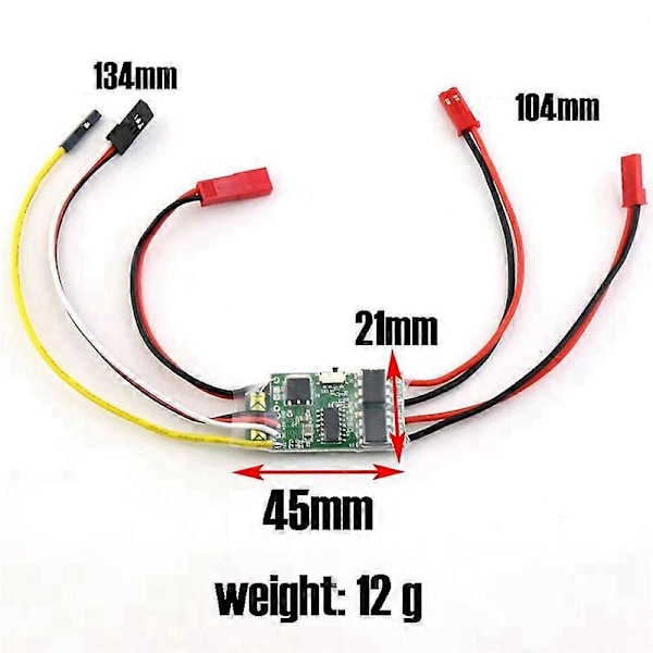 Toveis Bidireksjonell 5A ESC Børstet Hastighetskontroller Dobbel Vei ESC 2S-3S Lipo for RC Modellbil Båt