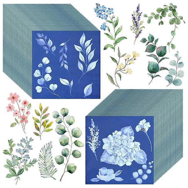 60 Ark Cyanotypi Papper Soltryck Konst Kit Högkänsligt Solpapper Natur-Soltryck Kit Ritning