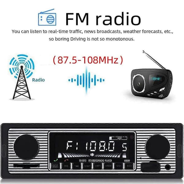 1 DIN Retro Bilstereo Audio Bluetooth med USB USB/SD/AUX Kort FM MP3 Spelare PC Typ:IS