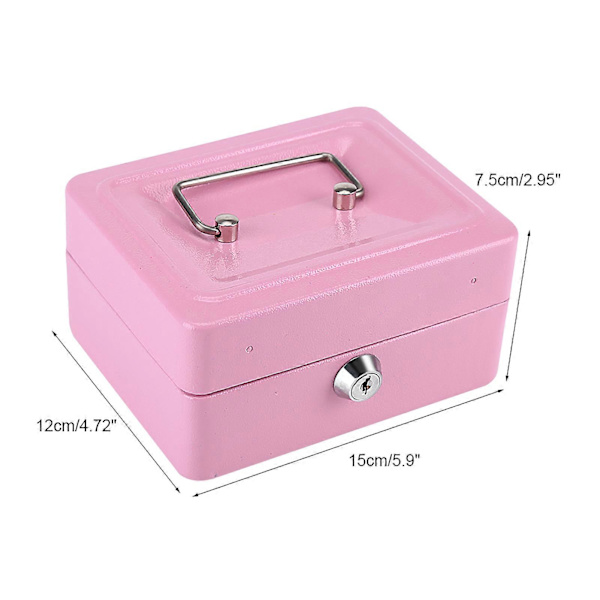 Pieni Kannettava Lukittava Teräksinen Käteiskassa Kolikkosäiliö Turvalaatikko Kotitalous Pinkki