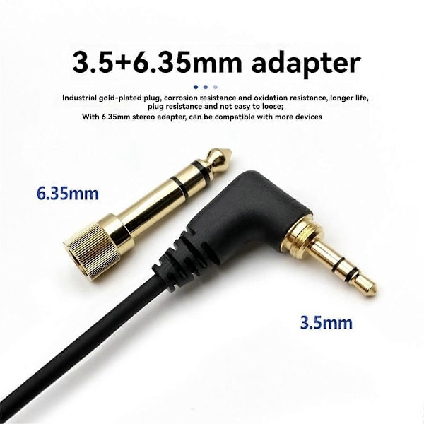 Jousikuulokekaapeli Technics EAH-DJ1200 -kuulokkeille, korvaava kaapeli 3,5 mm ja 6,35 mm liittimillä