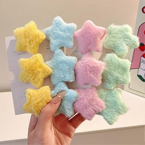 Hårnål til børn – Plys Stjerne i Bløde Pastelfarver Blue