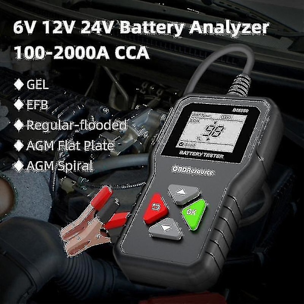 Bm550 Bilbatteritestare 6v 12v 24v 100-2000 2ah-220ah Batterisystem Detektera Auto Batterianalysator XXF