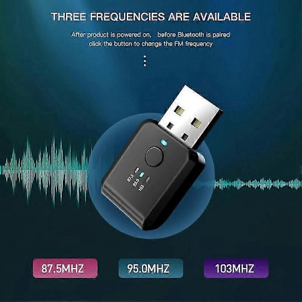 FM-lähetin auton langaton Bluetooth 5.0 radio autosarja handsfree-äänisovitin ei viivettä ei kohinaa A