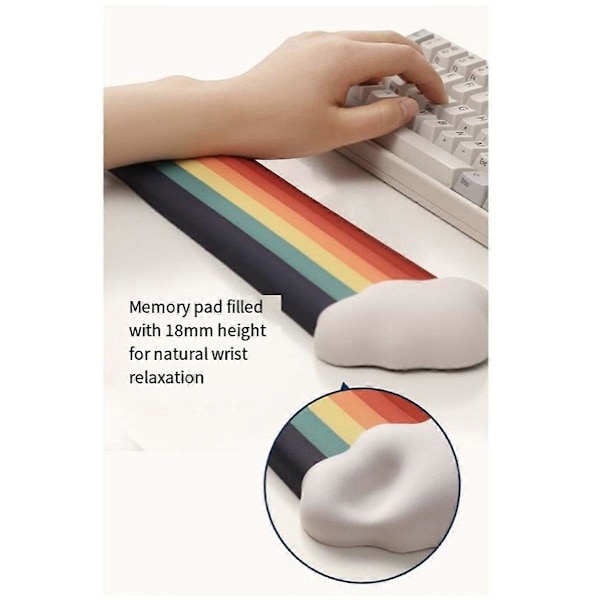 Regnbue Tastatur Håndledsstøtte Ergonomisk Musemåtte Egnet til Desktop Kontor Computer Laptop Håndledsstøtte
