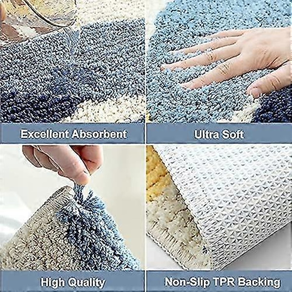 Skridsikker bademåtte, 40 x 60 cm Skovblad bademåtte super blød og absorberende