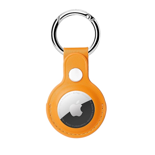 4 STK - (Gul) Eusty Air Tag Nøkkelring for Apple Airtags Holder, 7 Pakke Beskyttende Lærveske Tracker, Kompatibel Ny AirTag Hundehalsbånd
