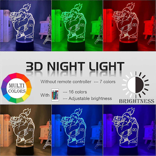 Drenge Natlampe Naruto Ting 3D Optisk Illusion Lampe 16 Farver Auto Skiftende Touch Bord Dekoration Lamper Fødselsdagsgave