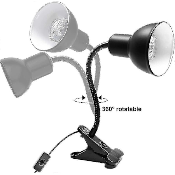 Skildpadde Varmelampe Til Reptil Akvarium, Skildpadde Med 2 Uva Uvb Pære Bage Lampe Justerbar 360 Grader Roterende Klip Til Skildpadde Slange Akvarium