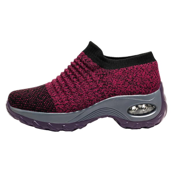Flexibel ortopedisk sko Elegant elastisk slip-on platta skor för kvinnor Ovandel i mesh Andningsbara sneakers Red 37