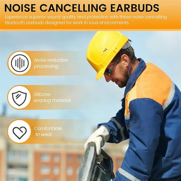 Ørepropper Bluetooth Headset til Arbejde, Høreværn, Egnet til Byggeplads og Støjende E
