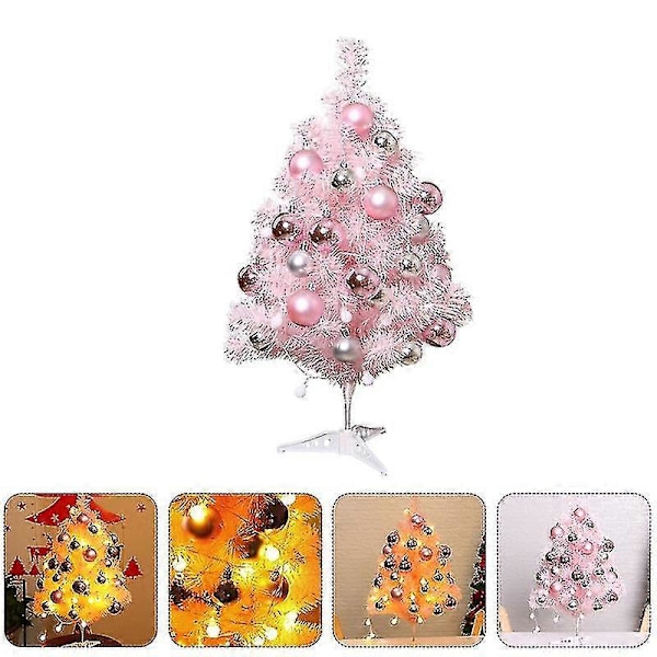 1 Set Rosa Julgran Skrivbord Lysande Mini Julgran Party Layout Rekvisita