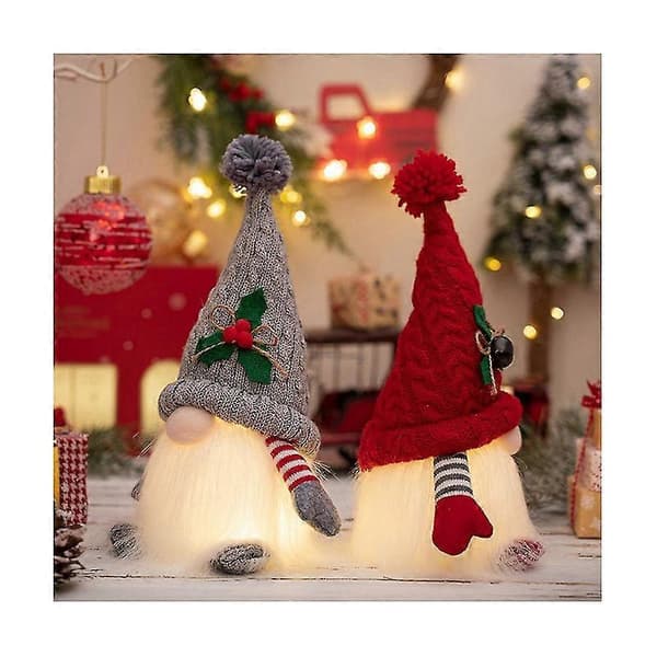 Julgransprydnad Stickad Mössa Belyst Rudolf Docka Ansiktslös Tomte Docka Tillbehör