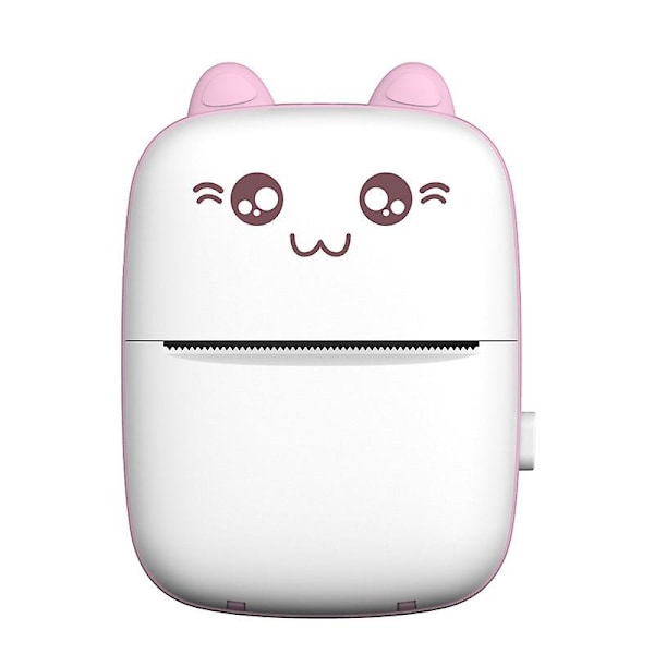Minifotoprinter, termisk etikettprinter med USB-lading, bærbar Bluetooth (hvit-rosa)