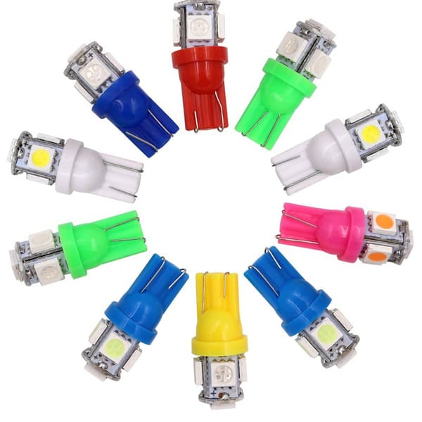10-pakning - T10 W5W rød diode pære - Bil LED-lys rød