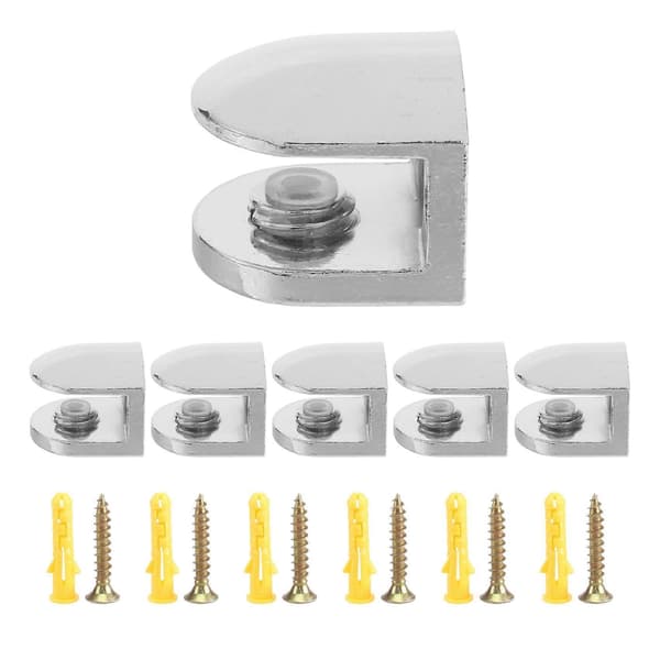 6 st justerbara glasklämmor 6 mm glasfäste zinklegering glashyllhållare glasklämma för badrum kök Silver