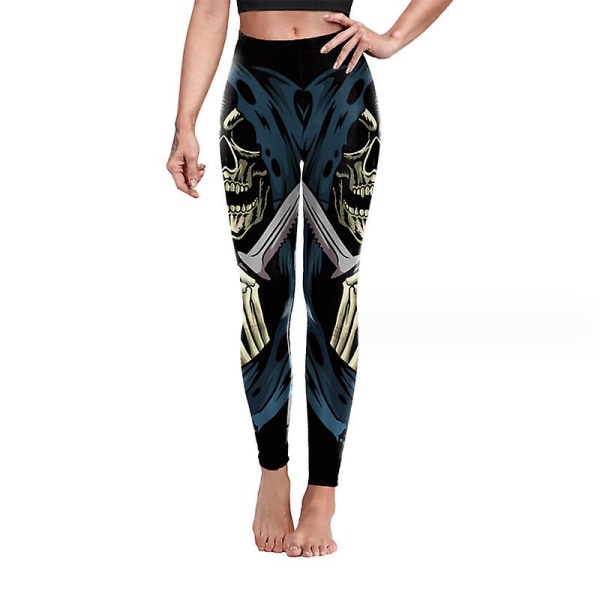 Träningsleggings för kvinnor Magkontroll Halloween yogabyxor Hög midja med printed leggings för kvinnor style 8 M