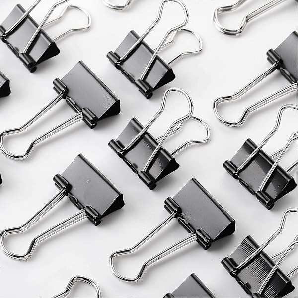 Binderclips, Små binderclips, 50 stk., 1,9 cm, Sort, Små clips, Papirbinderclips, lille størrelse, små papirclips