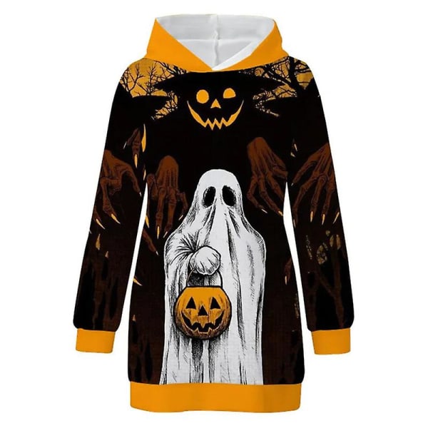 Hooded Womens Halloween Pumpkin Sweatshirt Långärmad Crewneck-tröja med tunikatröjor med ficka style 9 4XL