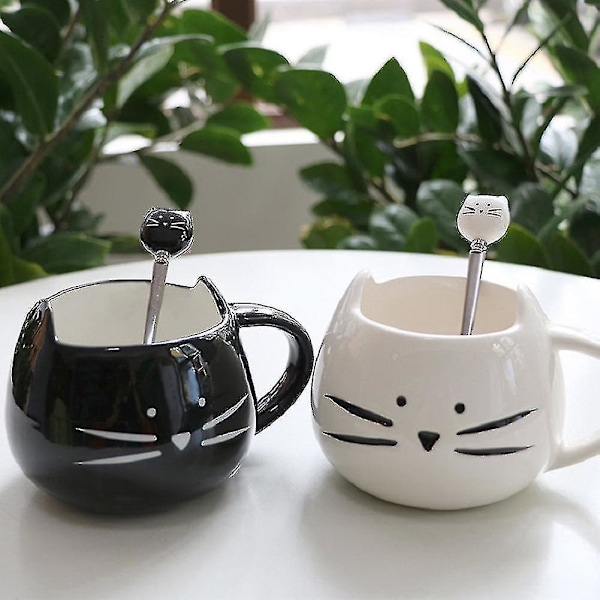 Mugg med tecknad katt Modern Nordisk Kreativ Enkel Söt Keramisk Mugg Svart