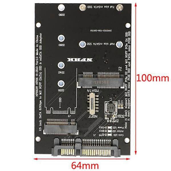 M.2 NGFF MSATA SSD til 2.5 Tommer SATA 6.0Gbps 2 i 1 Adapter Konverter Kort Understøtter PC Laptop Harddisk