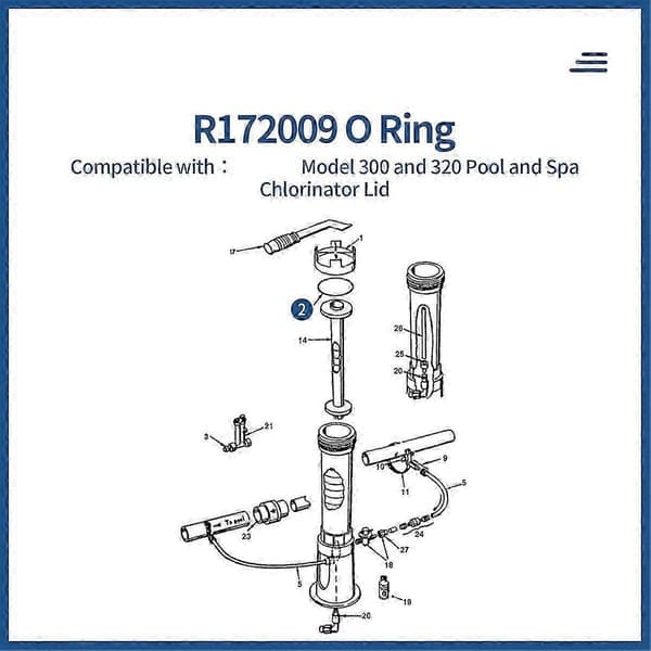 R172009 O-ring til Pentair Model 300/320 Pool og Spa Klorinator Låg (6 stk.)