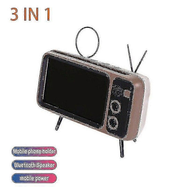 Retro TV Bluetooth-högtalare mobiltelefonhållare lat stöd (vit orange)