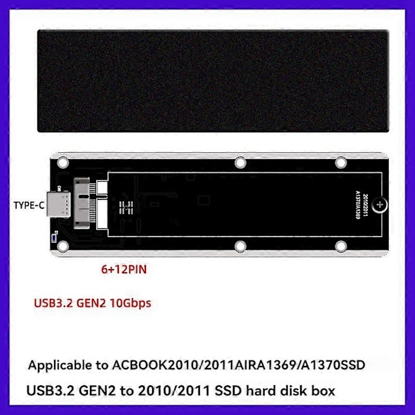 För Macbook 2010 2011 Air A1369 A1370 SSD-fodral M2 SSD-box A-C-kabel