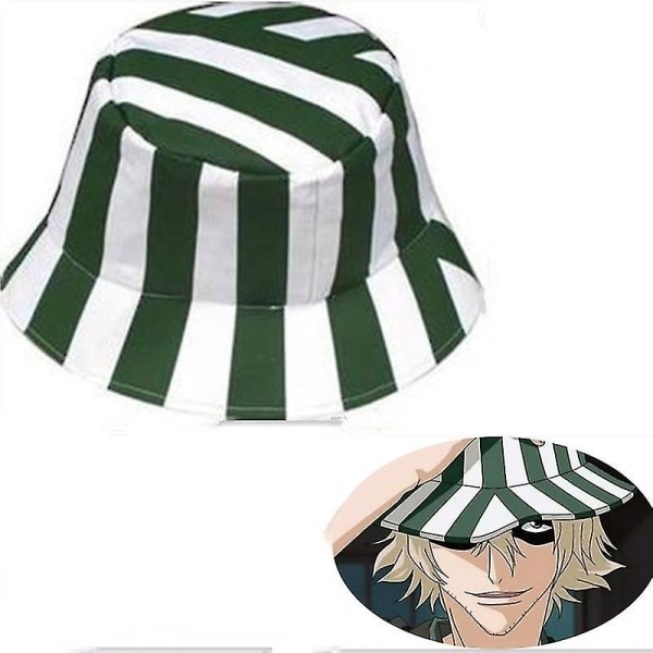 Anime Bleach Urahara Kisuke Cosplay Hat Cap Kupol Grön och Vit Randig Sommar Cool Hat Vattenmelon Hatt