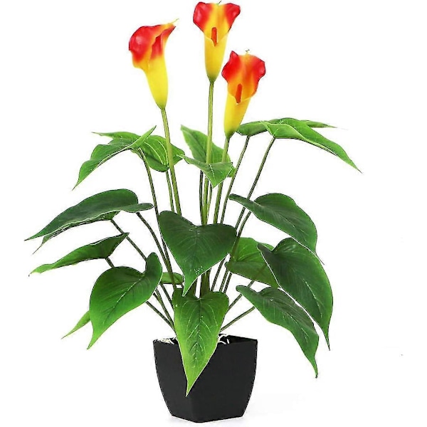 Kunstige planter blomster, ægte berøringsfølelse falsk calla lilje plante grønne buske silkeblomst til bryllup brudebuket indendørs udendørs hjem køkken kontor
