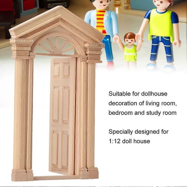 Træ Steepletop Dør til 1:12 Dukkehus Mini DIY Møbeltilbehør
