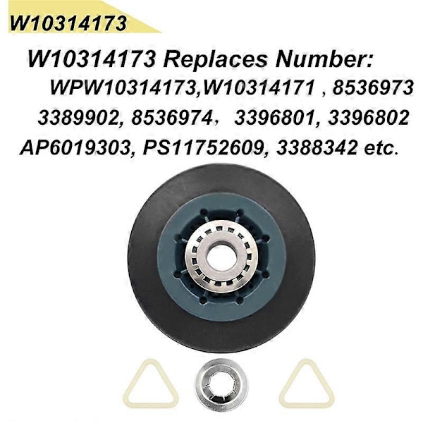 4-pakning W10314173 Tørketrommel D Rulle Erstatning for Tørketrommel Kompatibel med WPW10314173 Rulle D Supp