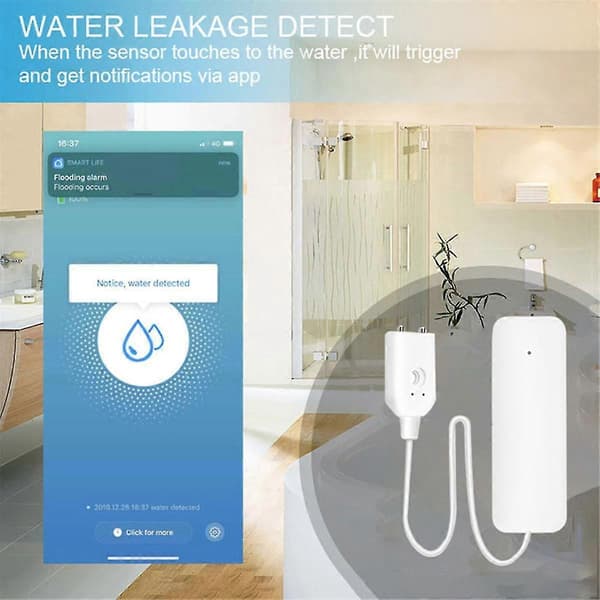 Tuya ZigBee Vattennivåsensor Läckslarm Översvämningsläcksdetektor Smart Hem Vattenvarning Överflödeslarm Säkerhetssystem