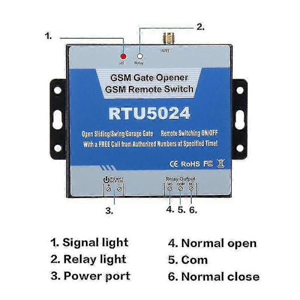 Rtu5024 GSM Grindsöppnare Reläbrytare Mobiltelefon Dörr Fjärrkontroll 850/900/1800/1900mhz