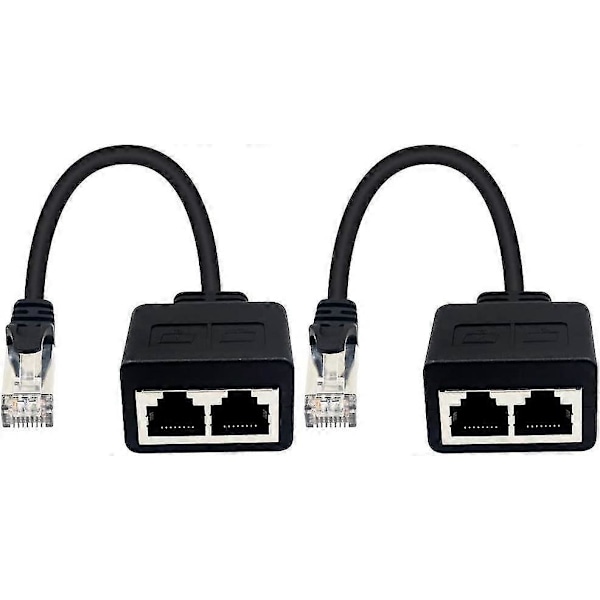 (1 pari) Rj45 1 uros - 2 naaras -adapteri Ethernet Lan -kaapelin jatkamiseen Cat. 5/6. Surffaa verkossa samaan aikaan