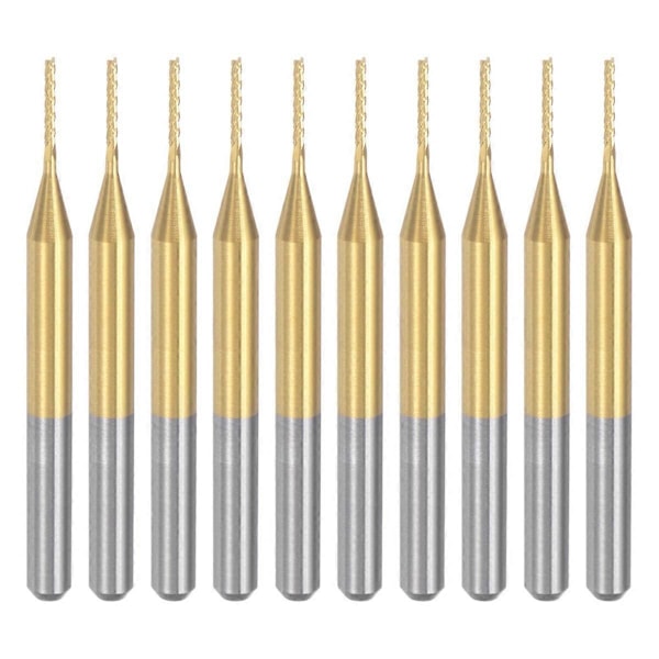 10 stk. titanbelagt karbid for PCB-maskin, 1/8 tommers skaft 0,8 mm