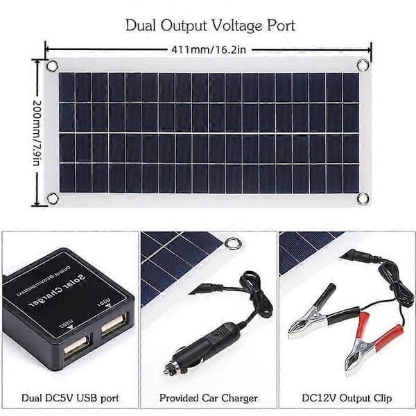 1 stk. DC 12V-18V Solpanel Kit Med 60A Controller USB 5V Soloplader Batteri Til Power Bank, Camping, Båd & RV, Solpanel Dobbelt Strømforsyning