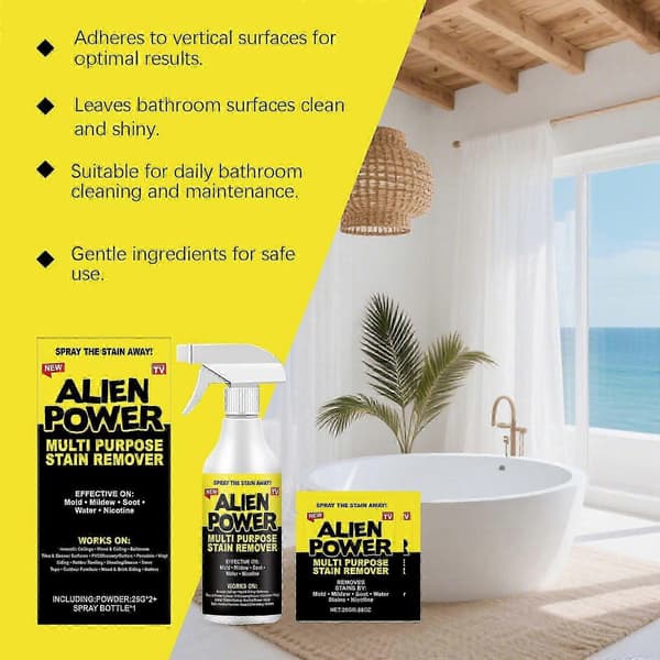 Alien Power Flekkfjerner Spray for Flere Formål, Vertikal Vedheftsformel for Mugg, Mildew og Skitt