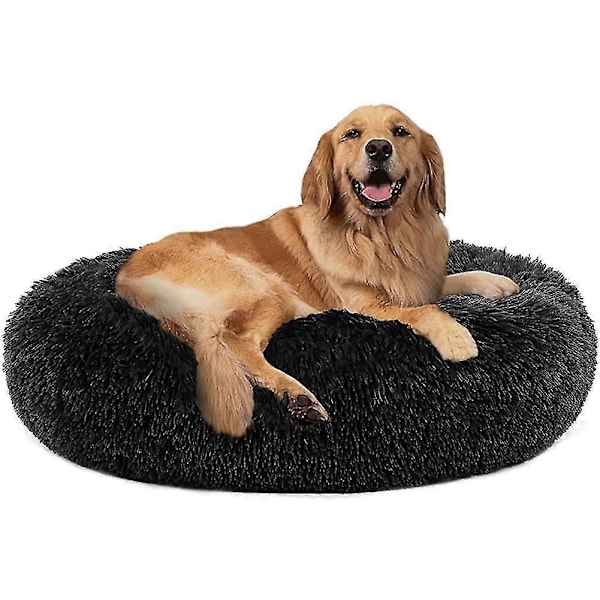 Beroligende Hundeseng Katteseng Donut. Faux Fur Kæledyrsseng Selvopvarmende Donut Cuddler