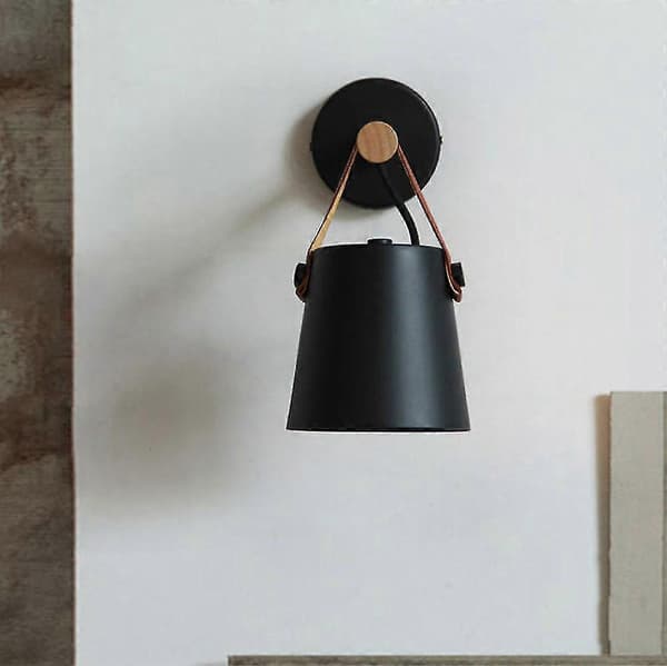 Modern Nordisk Design Trä LED Vägglampa Inomhusbelysning för Sovrum Vardagsrum E27