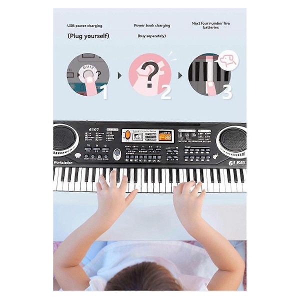 61 Tangenter Børne Elektronisk Keyboard Klaver med Mikrofon